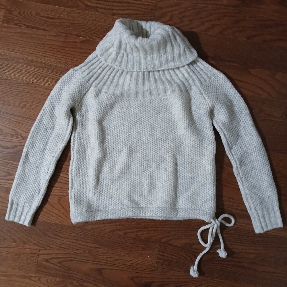 Madewell XS Snowbound Turtleneck Sweater – Marled Oatmeal Knit Pullover with Dra
